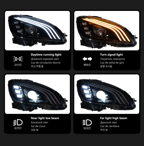 Benz W204 2007 2010 Headlight 2011 2013 Halogen 02
