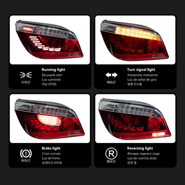Bmw E60 2003 2009 Taillight 2006 Red And White 02