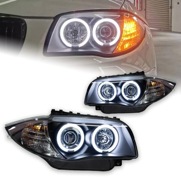 E87 E81 E88 E82 Angel Eye LED Headlights – Fits BMW 1 Series Halogen