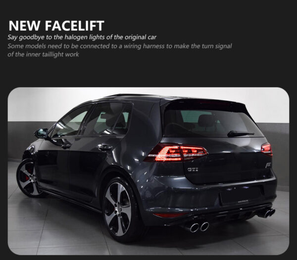 VW Golf MK7 MK7.5 LED Taillights Assembly Installed Effect