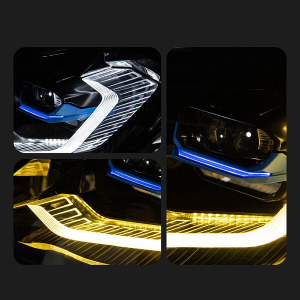 VW Golf 7 M4-style LED headlight detail with dual-color DRL