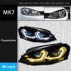VW Golf 7 factory halogen to M4-style LED headlight upgrade comparison