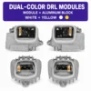 BMW G22 white and yellow dual-color DRL modules with aluminum blocks