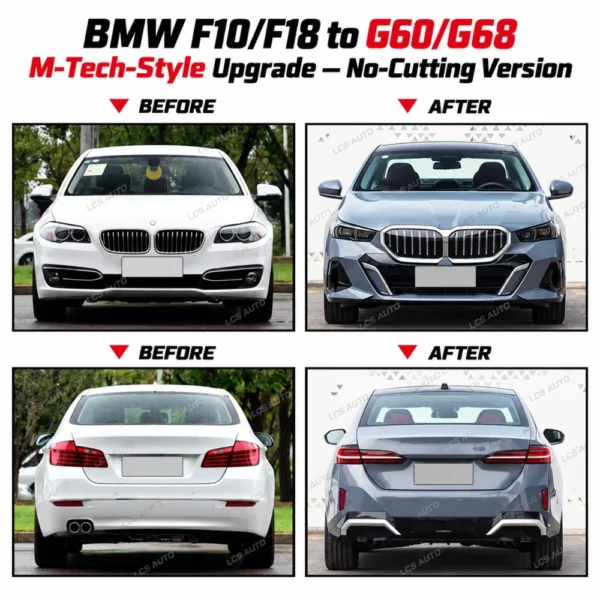BMW F10 F18 G60 G68 M-Tech body kit BMW 5 Series F10/F18 2011–2017 exterior modification and upgrade before and after comparison