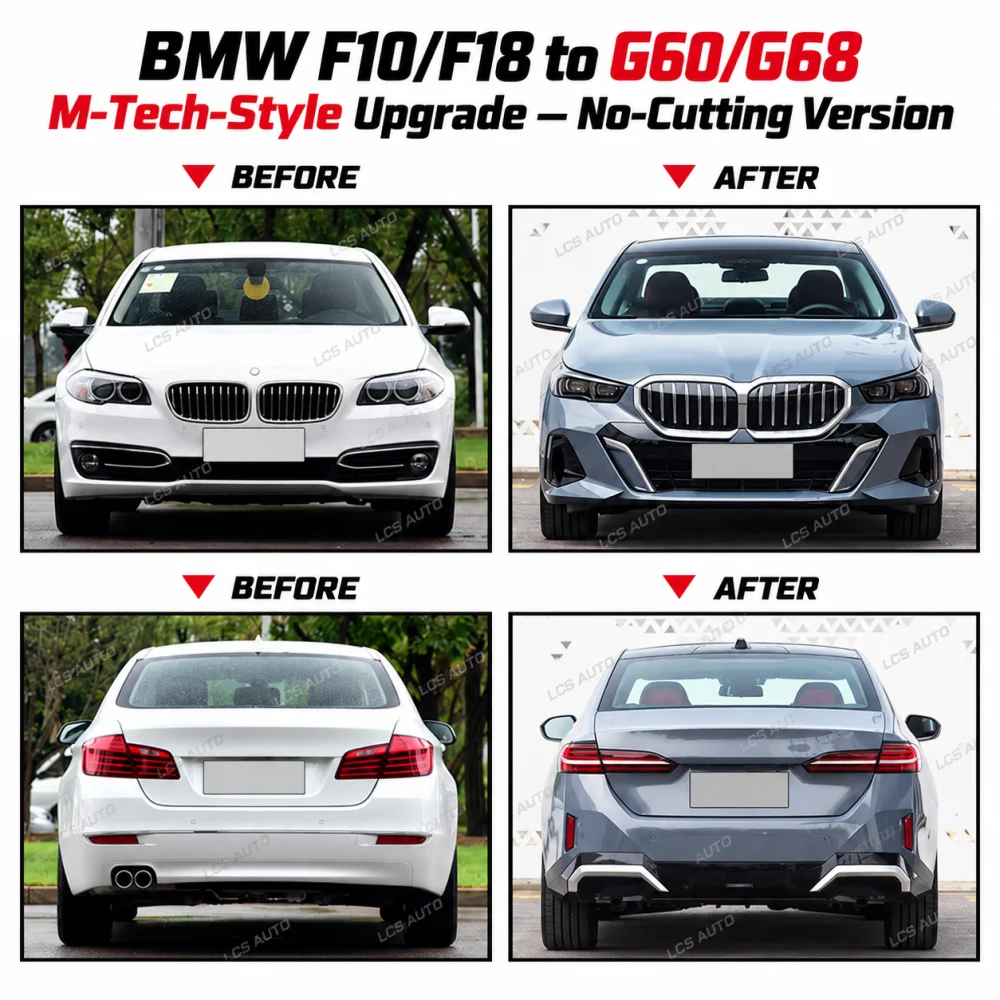 BMW F10 F18 G60 G68 M-Tech body kit before and after exterior modification upgrade