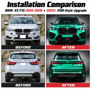BMW F15 X5M-style body kit upgrade 2014-2018 before after bumpers grille headlights hood taillights