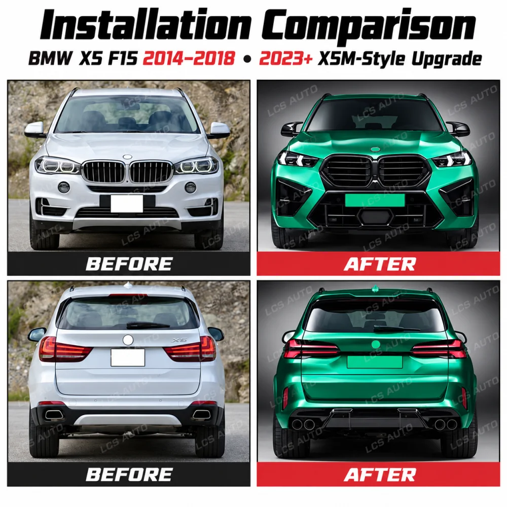 BMW F15 X5M-style body kit before after