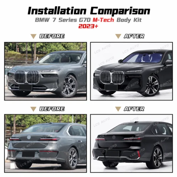 BMW G70 M-Tech body kit upgrade 7 Series 2023+ before after grille front rear bumpers exterior modification