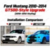 Mustang GT500-style front bumper kit Ford Mustang 2010–2014 exterior modification and upgrade before and after comparison