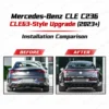 C236 CLE63-style rear diffuser and rectangular exhaust tips before and after upgrade