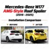 W177 AMG-style roof spoiler upgrade A-Class hatchback 2019-2025 before after rear wing