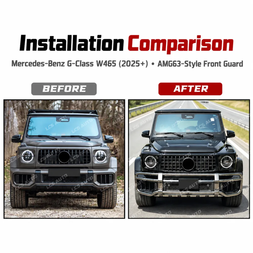 W465 AMG63-style metal front guard before after upgrade