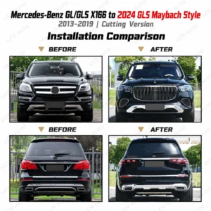 X166 GLS Maybach-style body kit cutting version front and rear before and after modification upgrade