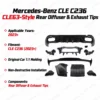 C236 CLE63-style rear diffuser and rectangular exhaust tip kit components