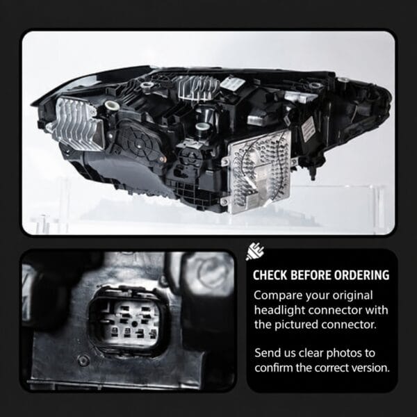 BMW CS-style LED headlight rear housing and connector reference