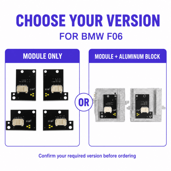 BMW F06 DRL modules with and without aluminum blocks
