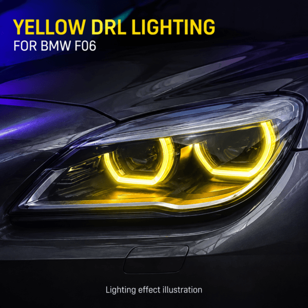 BMW F06 DRL modules showing yellow daytime running light effects