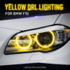 BMW F10 DRL modules showing yellow daytime running lights
