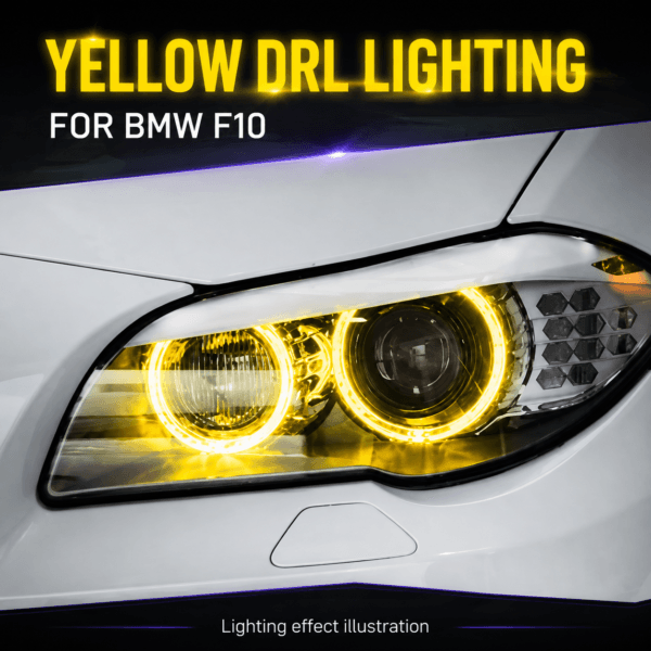 BMW F10 DRL modules showing yellow daytime running lights