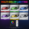 BMW F10 RGB DRL modules showing six lighting colors with app and remote control
