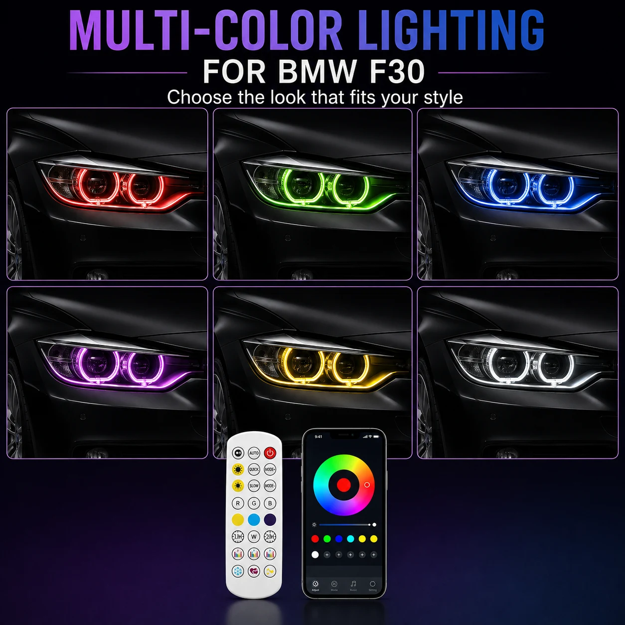 BMW F30 DRL Modules RGB multi-color lighting preview
