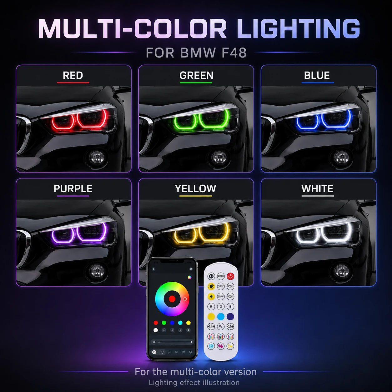 BMW F48 DRL Modules RGB multi-color lighting preview