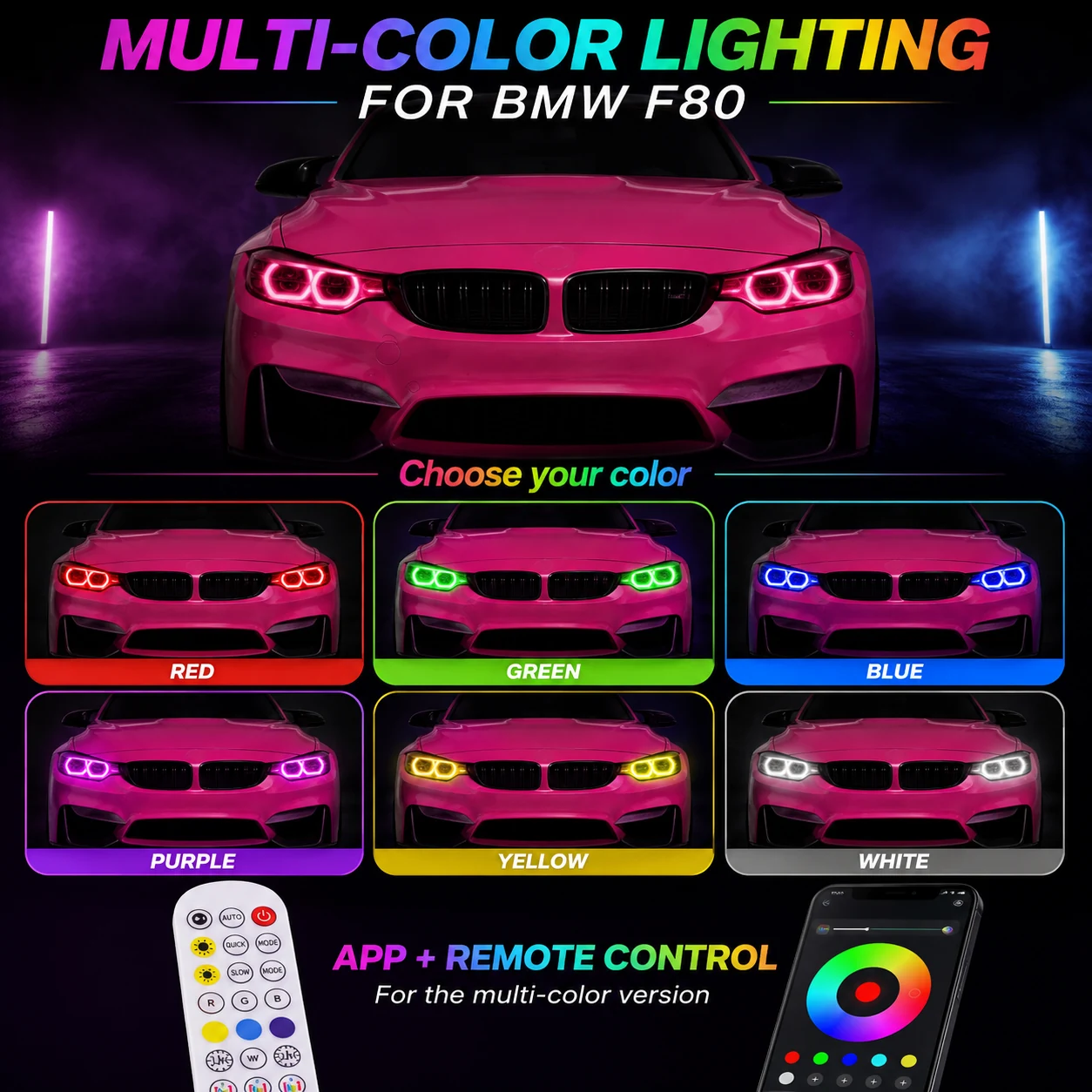 BMW F80 DRL Modules RGB multi-color lighting preview