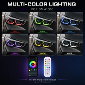 BMW G05 DRL Modules RGB multi-color lighting preview