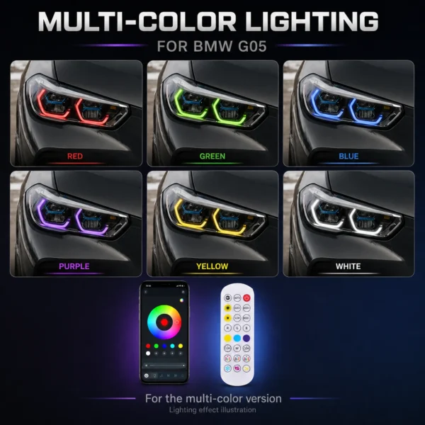 BMW G05 DRL Modules RGB multi-color lighting preview