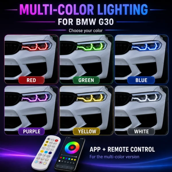 BMW G30 DRL Modules RGB multi-color lighting preview