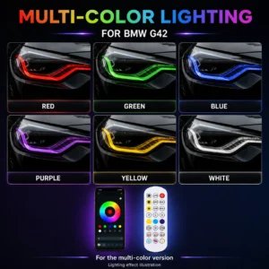 BMW G42 DRL Modules RGB multi-color lighting preview