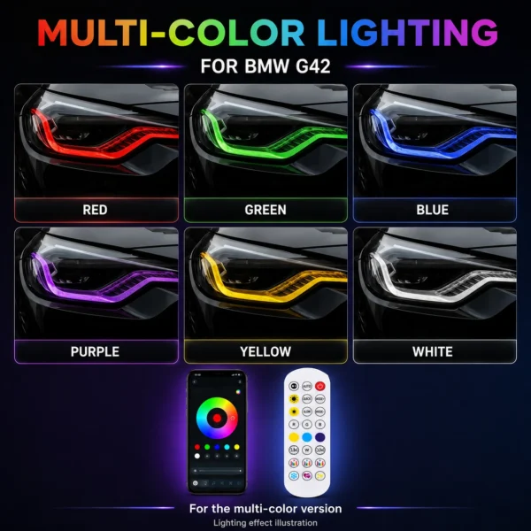 BMW G42 DRL Modules RGB multi-color lighting preview