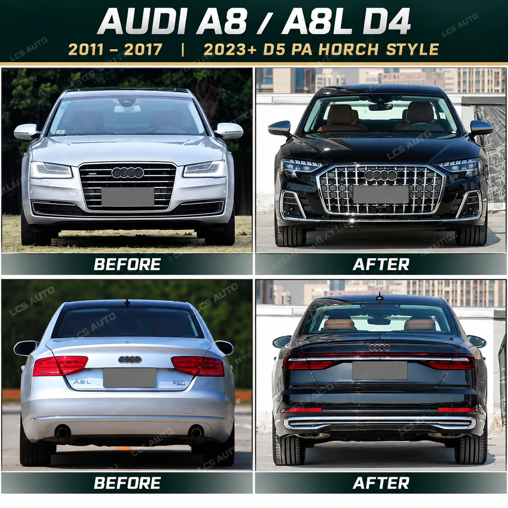 Audi A8 D4 Horch body kit front and rear before after comparison