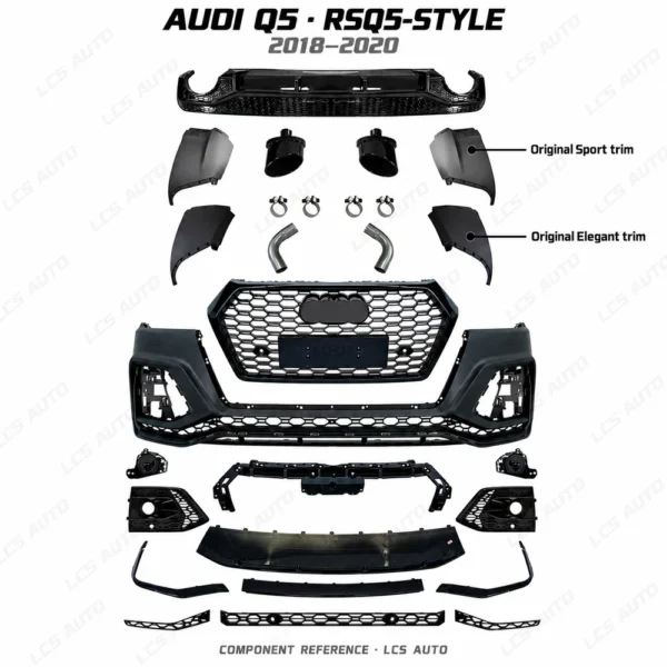 Audi Q5 RSQ5 body kit components with Sport and Elegant rear trim alternatives