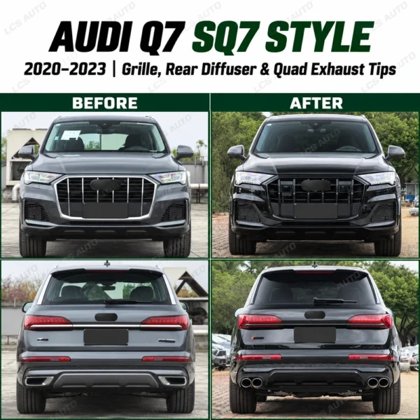 Audi Q7 SQ7 body kit front and rear before and after comparison