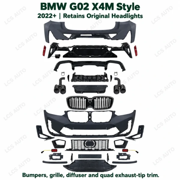 BMW G02 X4M body kit pictured components overview