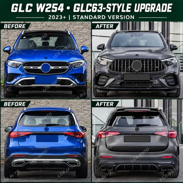 Mercedes GLC W254 Standard Version GLC63-style body kit upgrade before and after front and rear 2023+