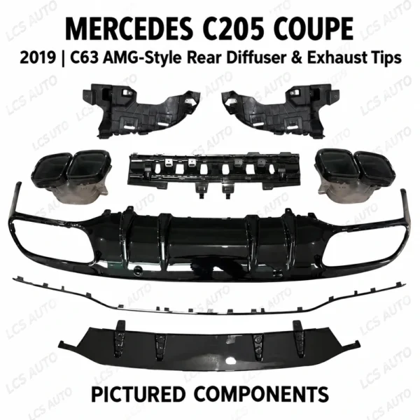 C205 C63 rear diffuser pictured components and quad rectangular exhaust tips