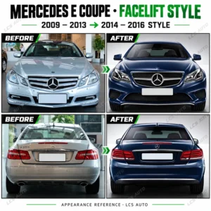 W207 E Coupe body kit before and after appearance comparison