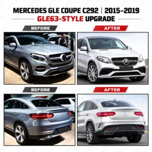 C292 GLE63 body kit front and rear before and after comparison