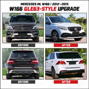 ML W166 GLE63 body kit actual front and rear before and after comparison